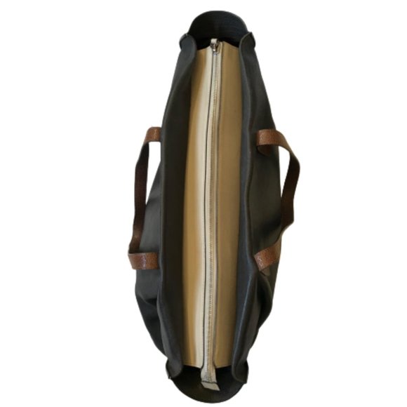 Brunello Cucinelli Tote Shoulder Bag Purse Womens Brown Gray Cream Italy 2 Tone - Picture 7 of 12